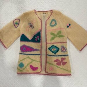 Vintage Neiman Marcus Cream and Pink Knit Cardigan